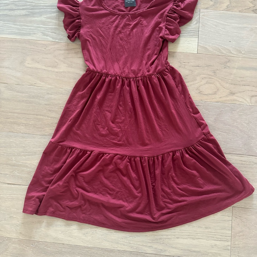 Olivia Rae Red Tiered Ruffled Sundress with Puff Cap Sleeves